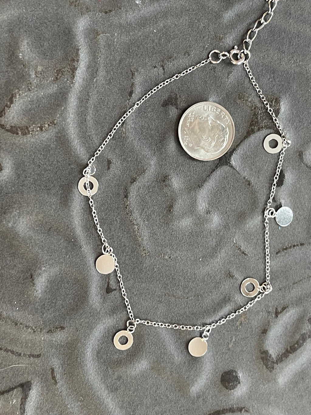 Sterling Silver Polished Circle Ankle Bracelet