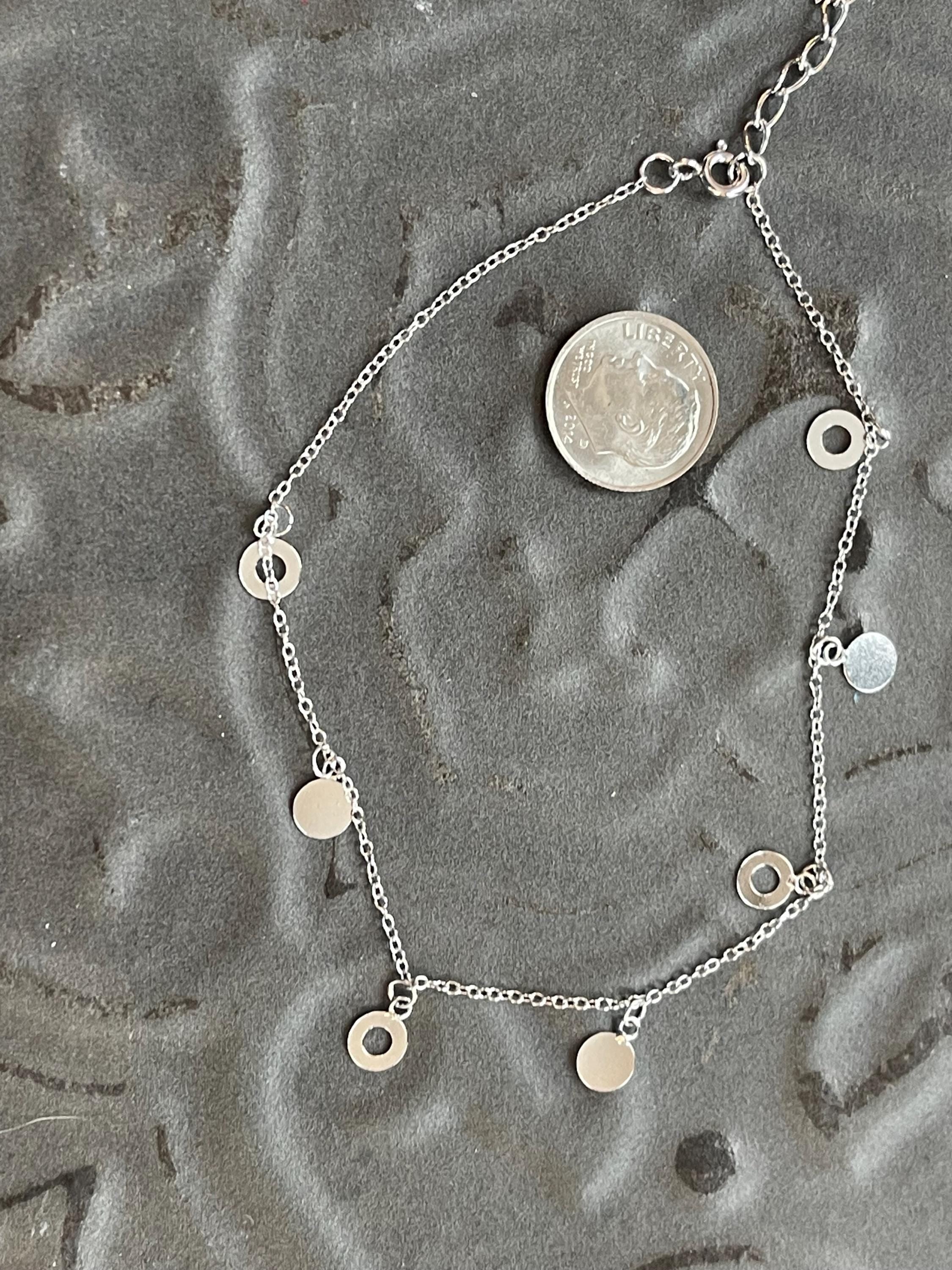 Sterling Silver Polished Circle Ankle Bracelet