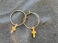 14K Madi K Small Hoop With Cross Dangle Children's Earrings