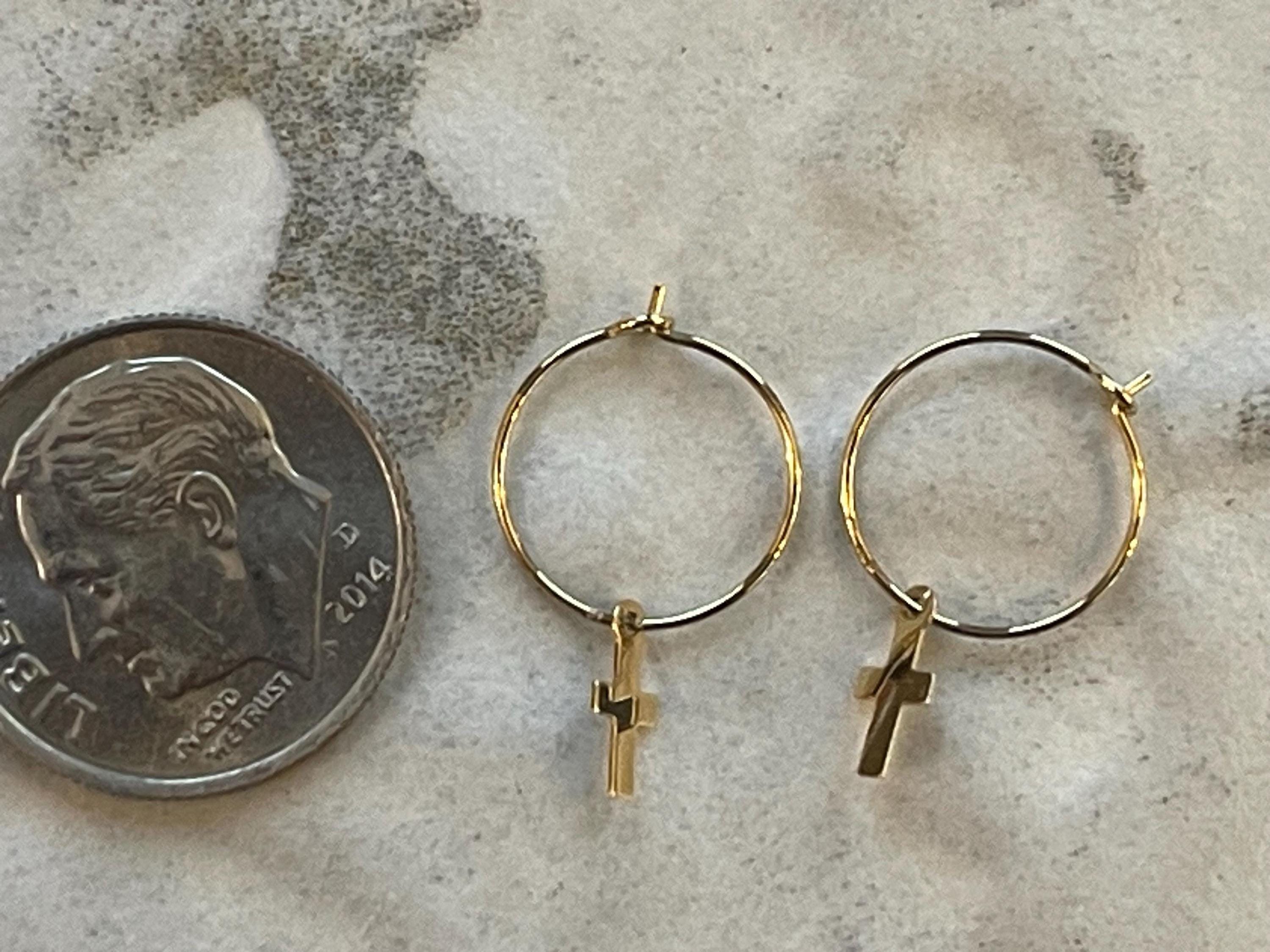 14K Madi K Small Hoop With Cross Dangle Children's Earrings