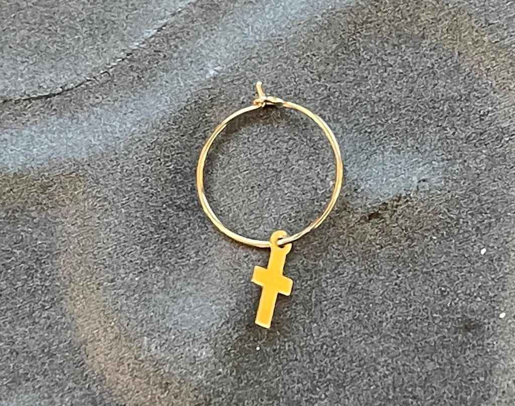 14K Madi K Small Hoop With Cross Dangle Children's Earrings