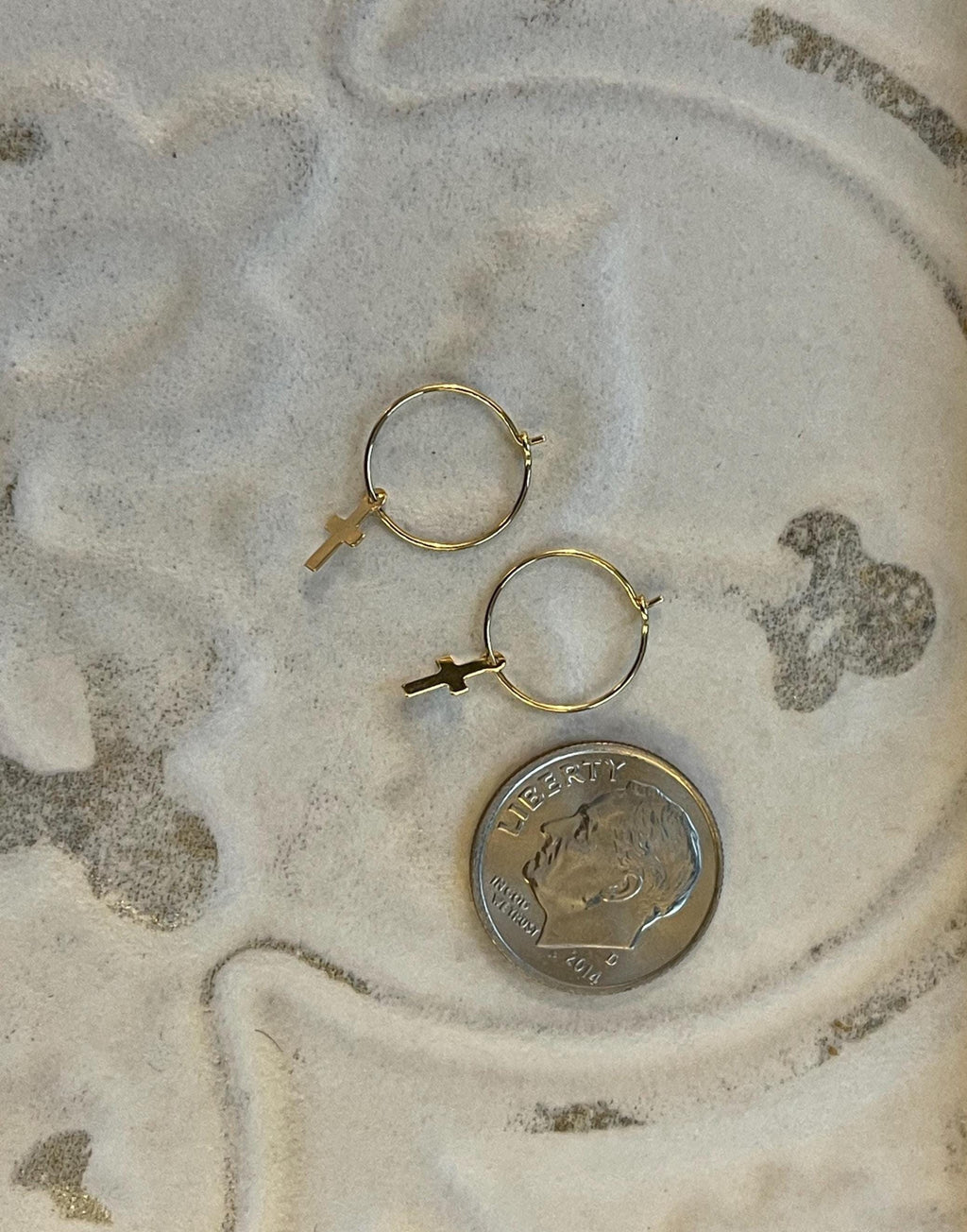 14K Madi K Small Hoop With Cross Dangle Children's Earrings