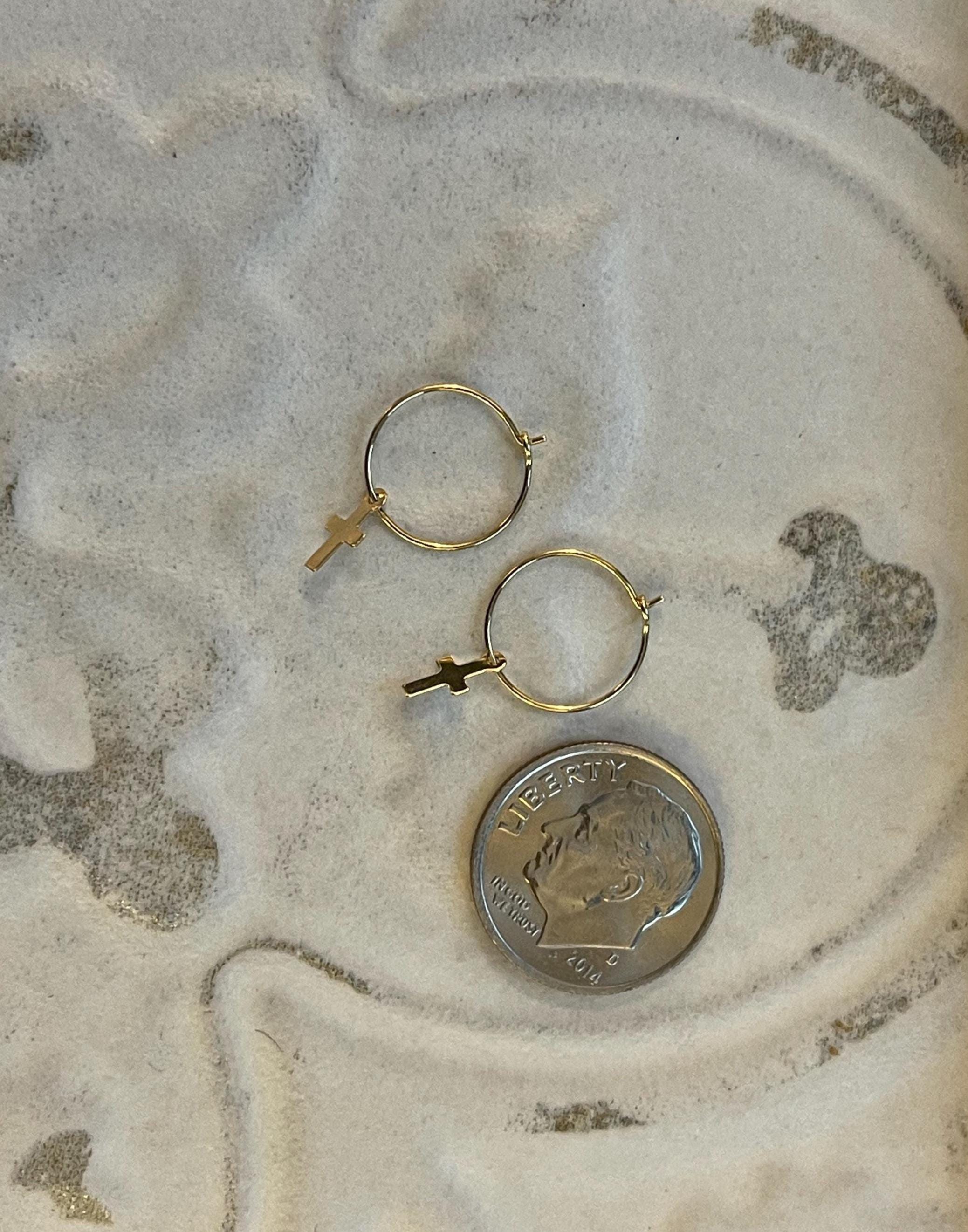 14K Madi K Small Hoop With Cross Dangle Children's Earrings