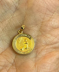 14K Yellow Gold Round Hollow St. Francis Medal Pendant 15mm