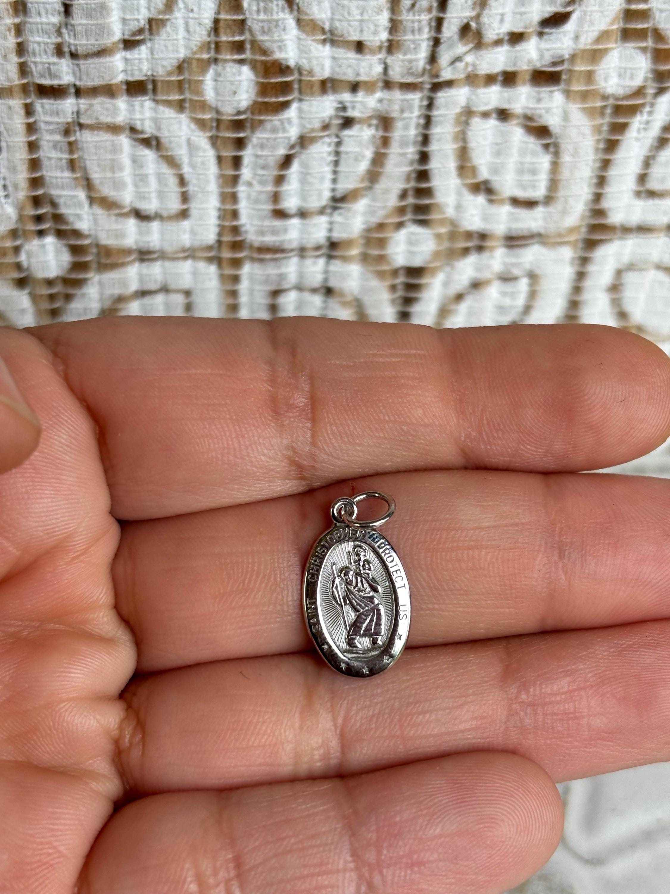 10K White Gold Pendant, with Detailed Saint Christopher Design