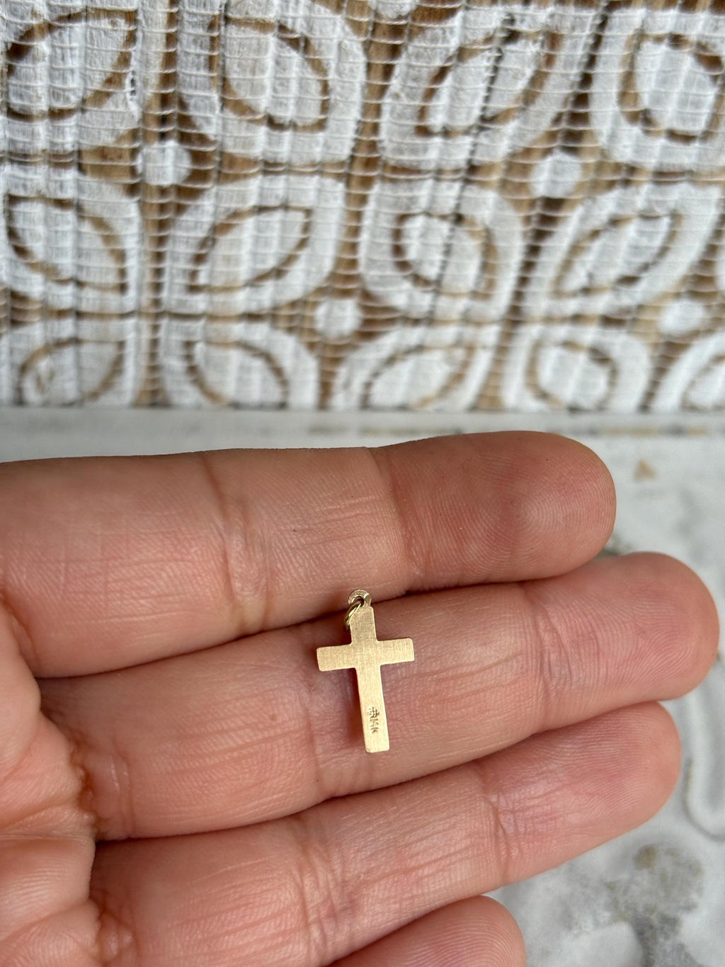 14K Yellow Gold Cross with Religious Detailing