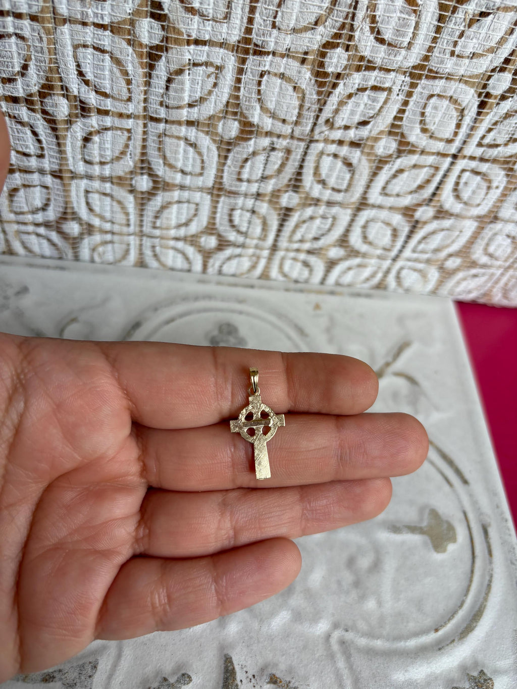 10k Celtic Cross with Eternity Circle Pendant Charm