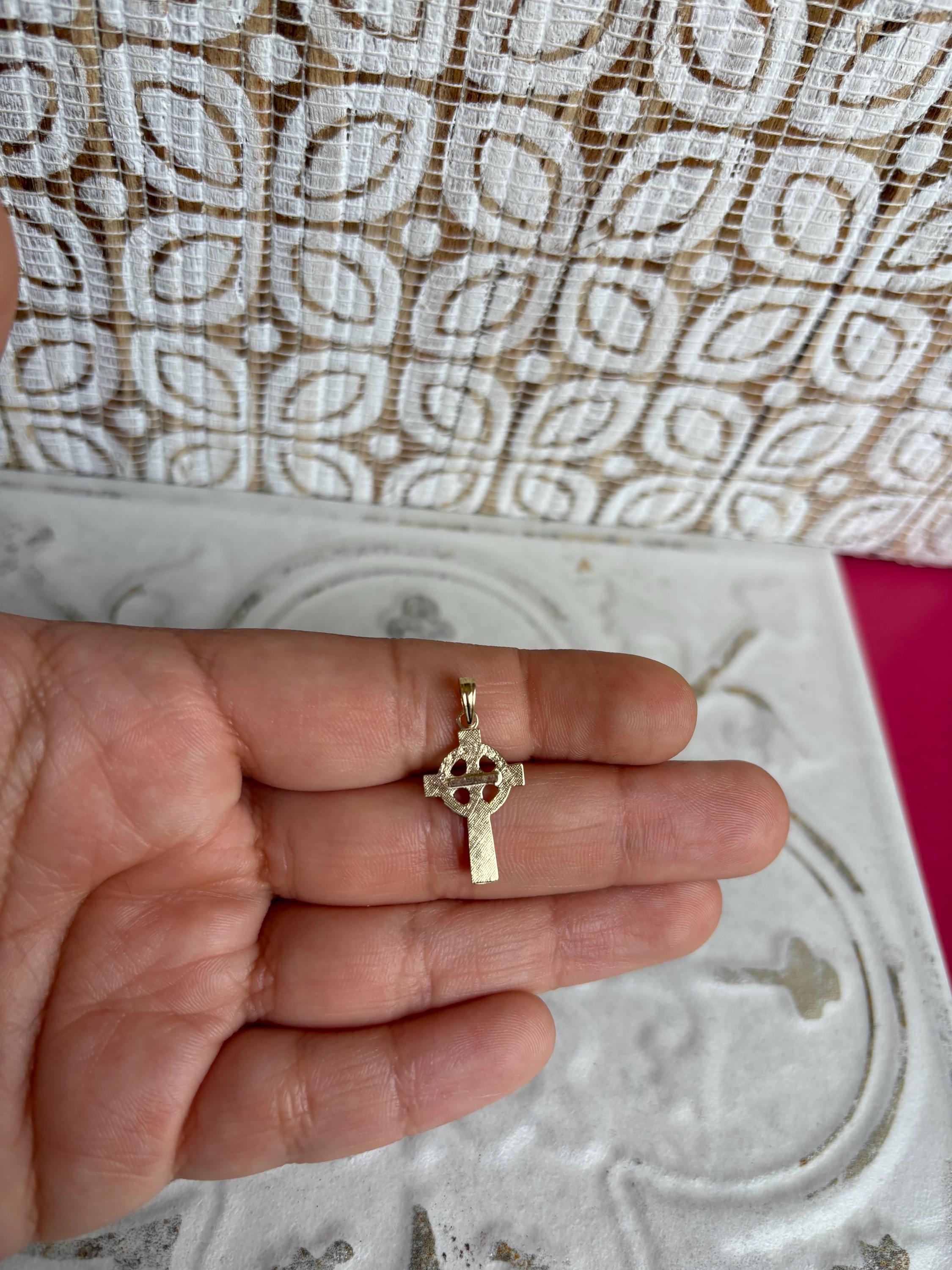 10k Celtic Cross with Eternity Circle Pendant Charm