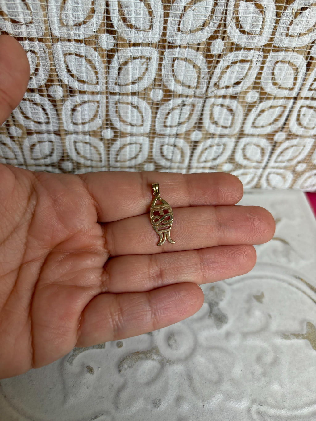 10k Gold Jesus Fish Pendant