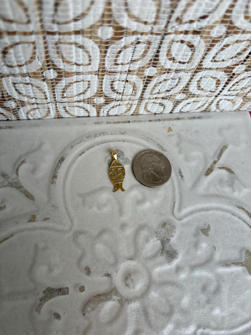 10k Gold Jesus Fish Pendant