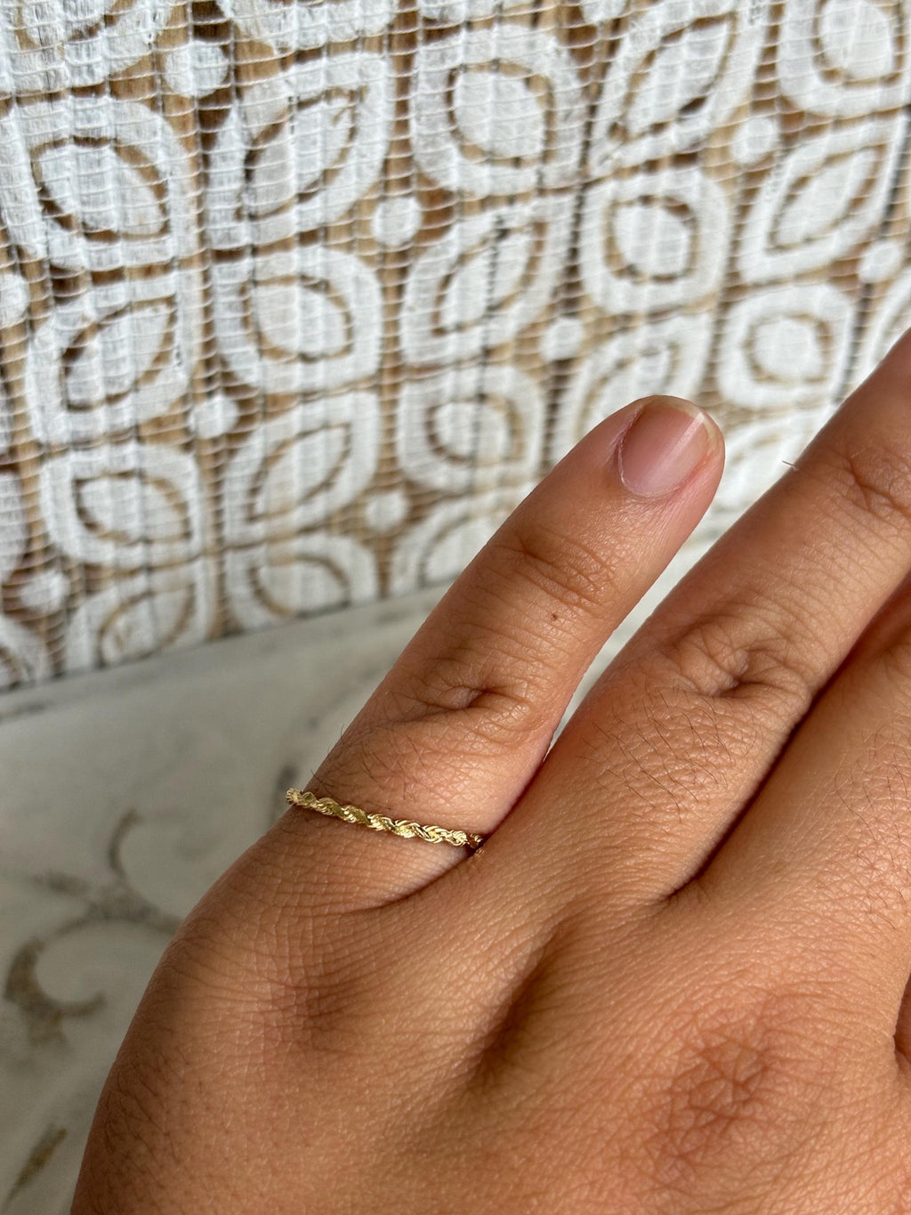 14k Twisted Rope Ring with Flat Detail