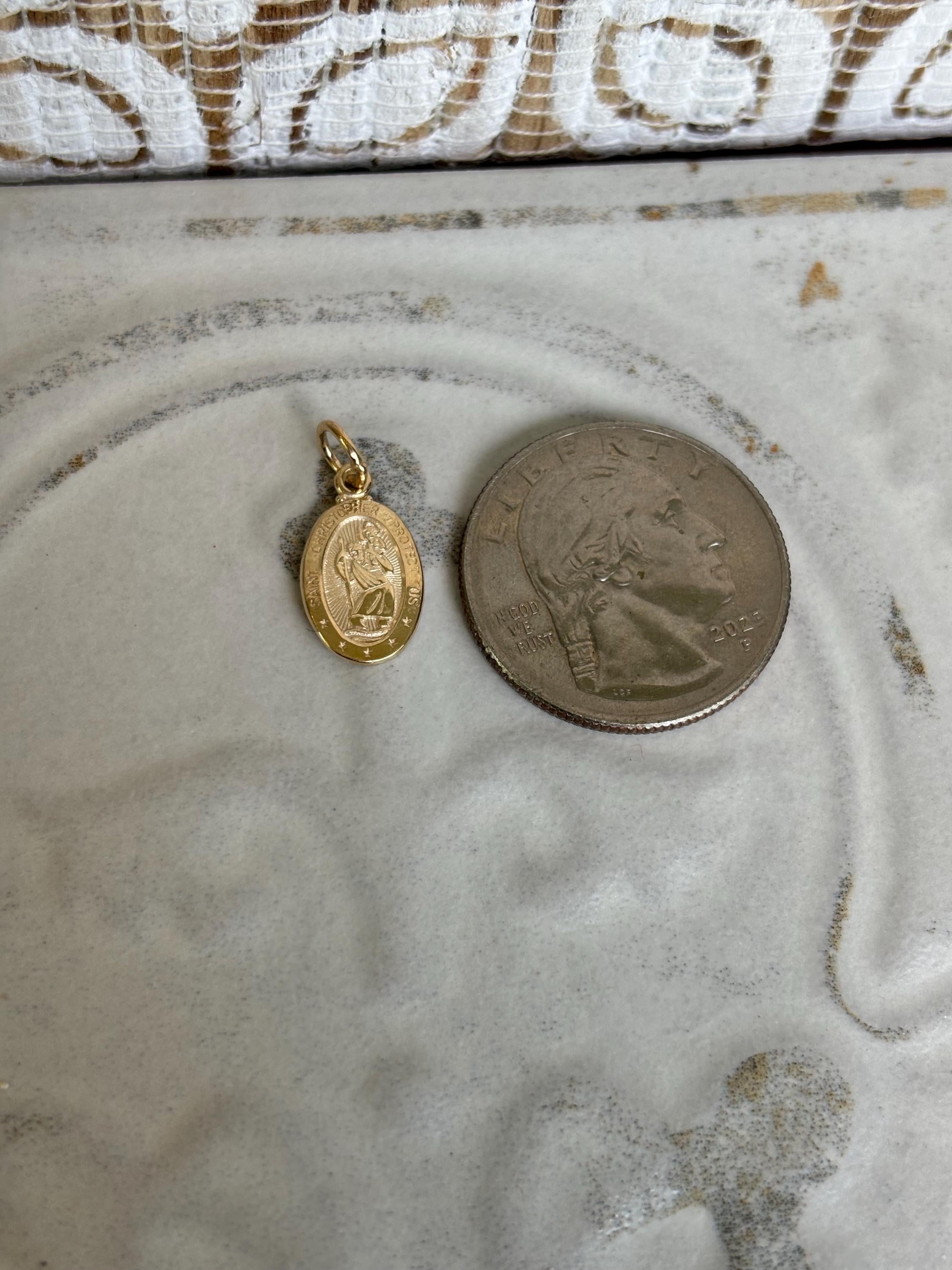 10k Small Oval Saint Christopher Charm