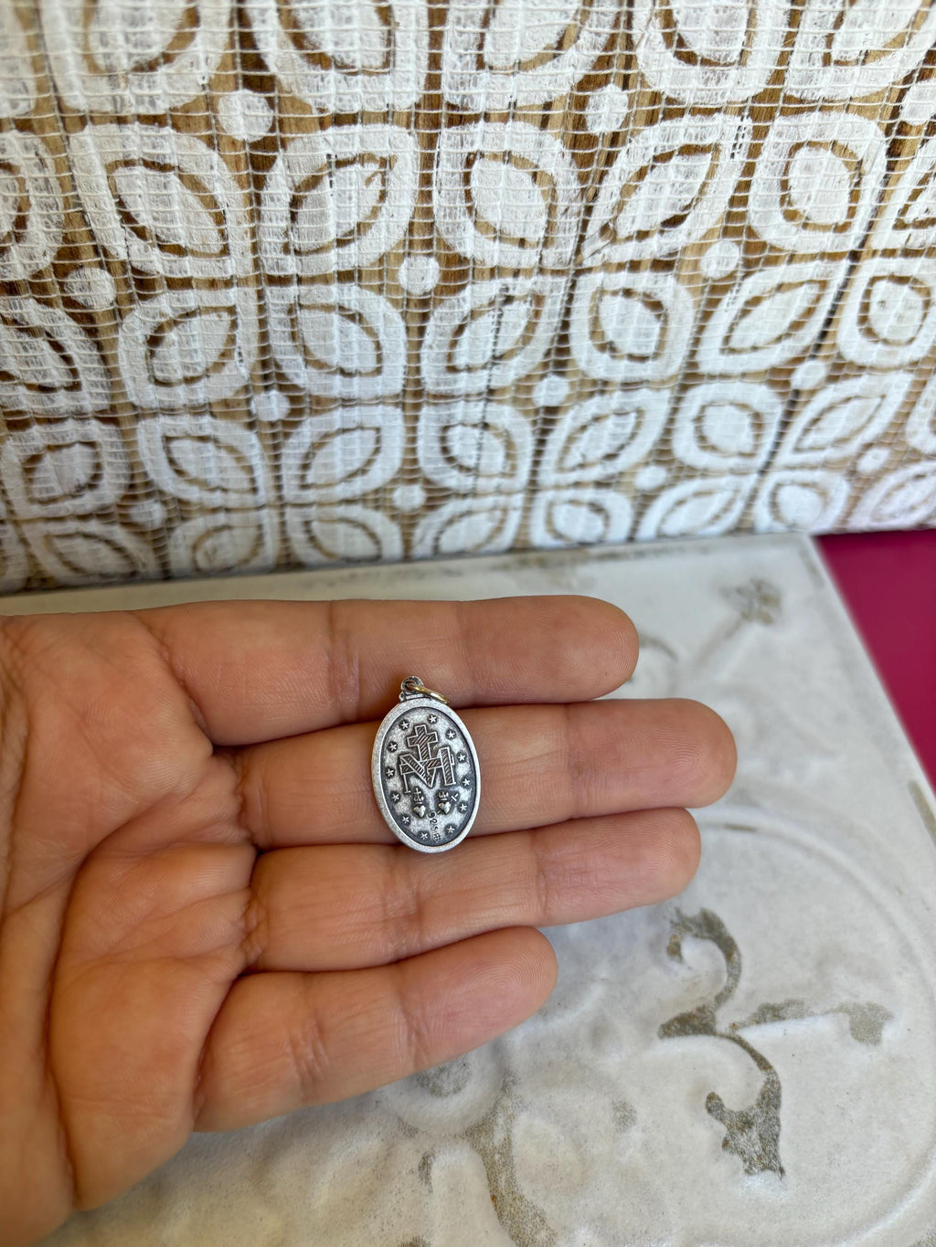 Sterling Silver Small Antiqued Miraculous Medal