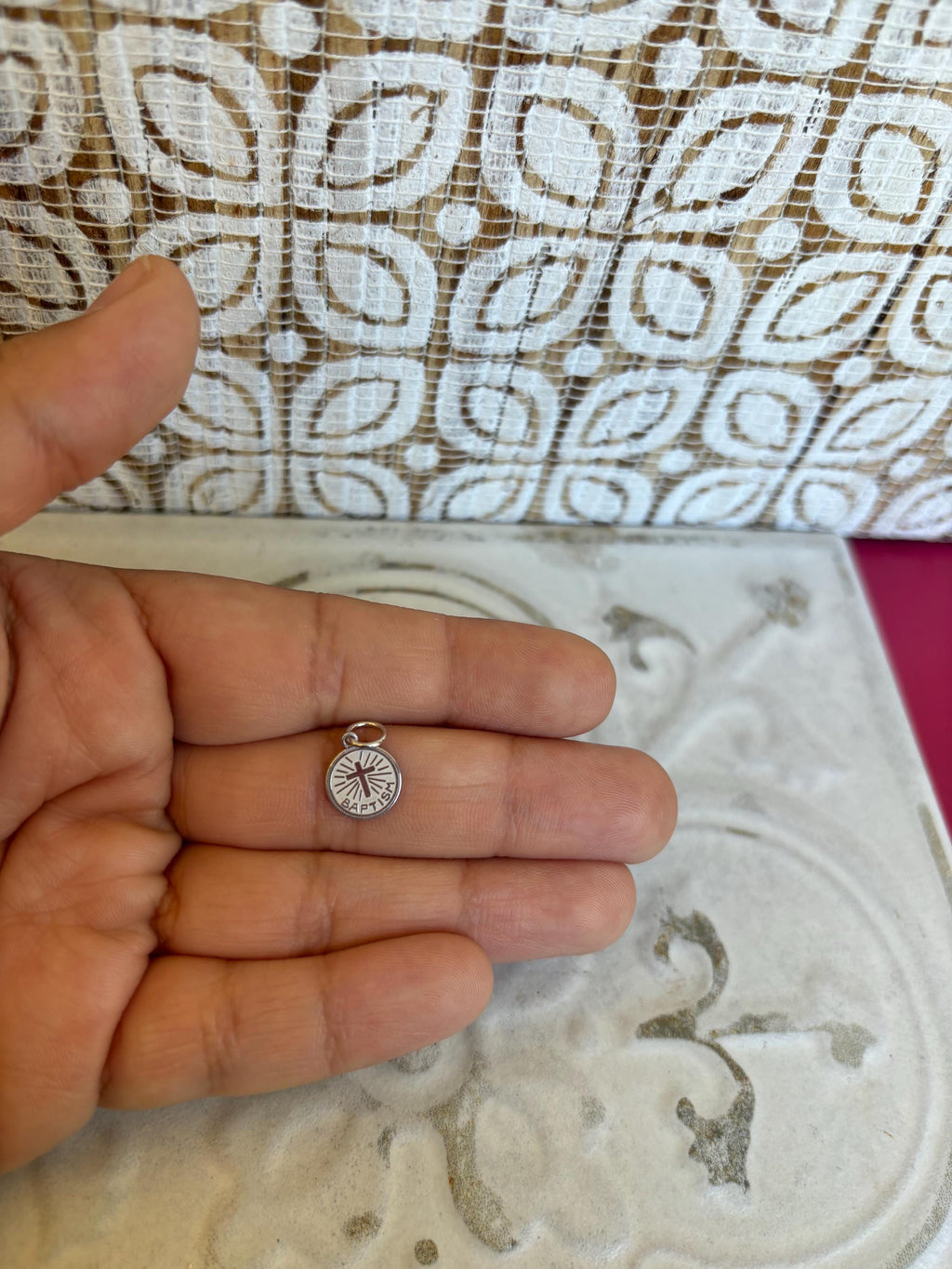 Sterling Silver-plated Baptism Charm