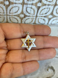Sterling Silver Platinum-plated Gold-tone Cross Star of David Charm