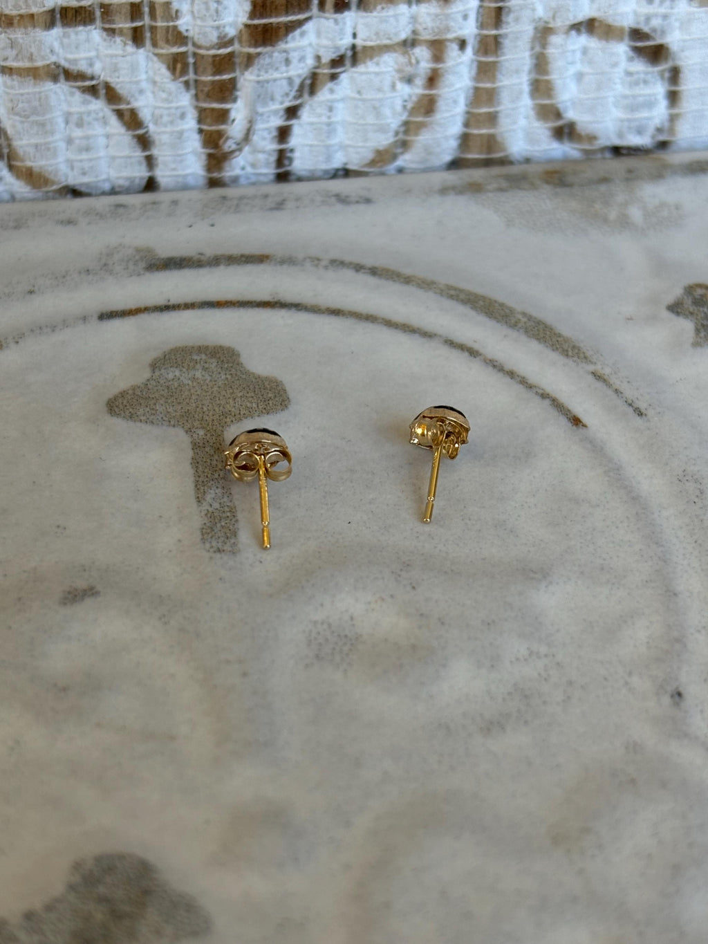 14K Small Red and Black Enamel Ladybug Earrings