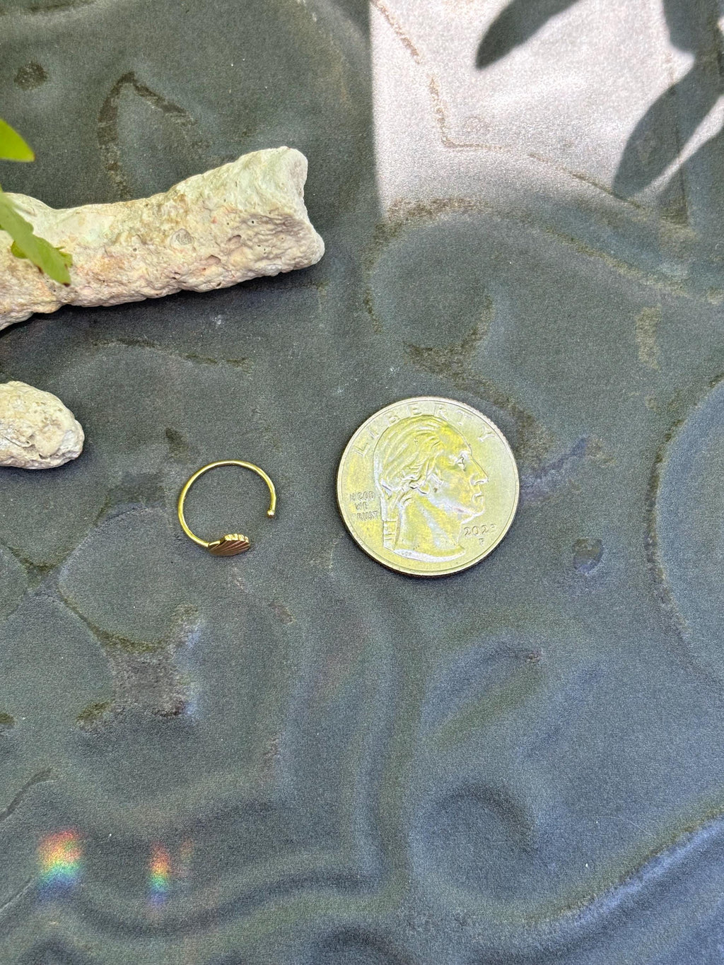 14k 20 Gauge Shell Nose Ring / Ear Cuff