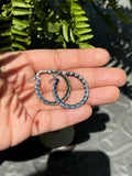 Sterling Silver Rh-plated Hammered Hoop Earrings