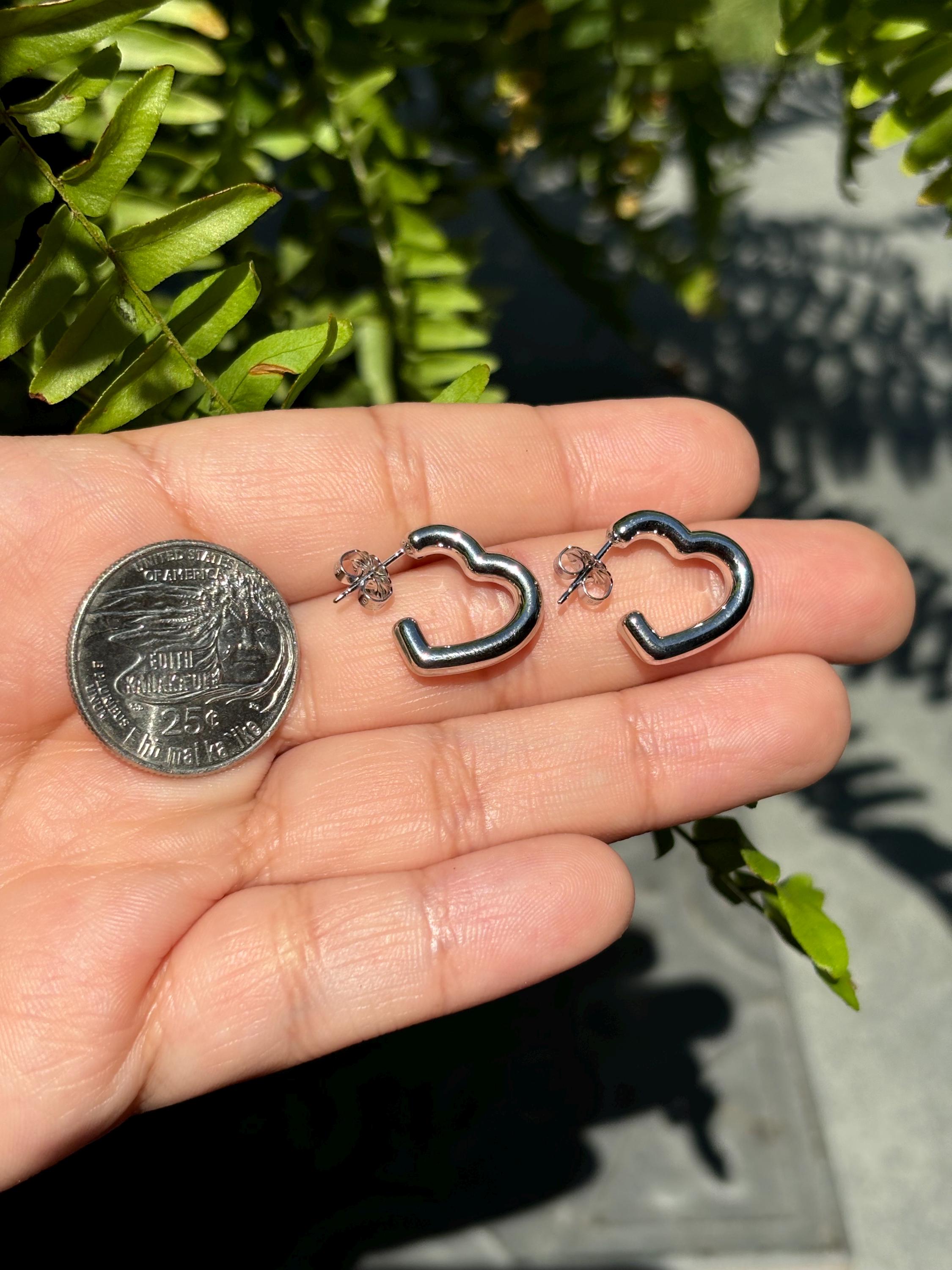 Sterling Silver Bubble Open Heart Earrings