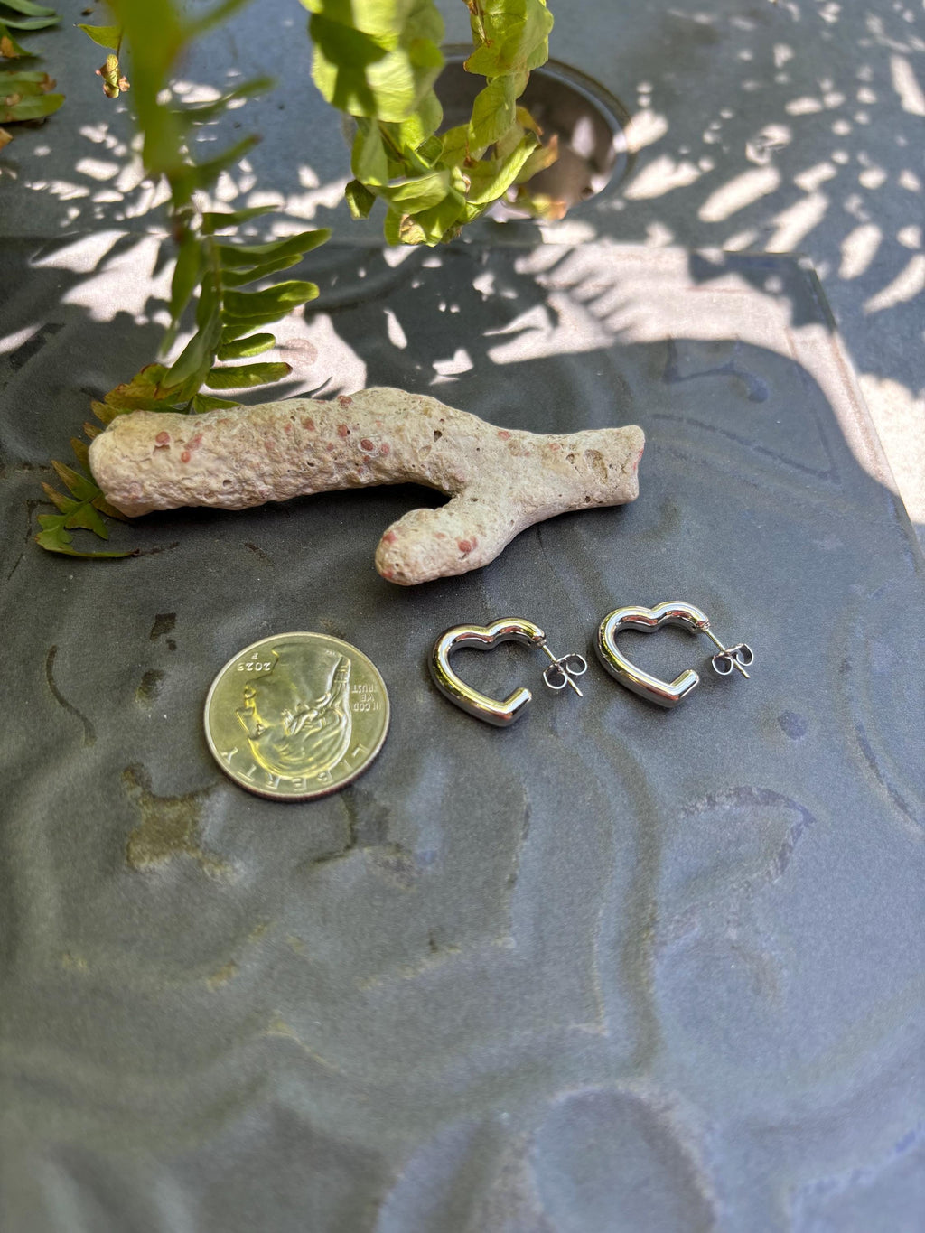 Sterling Silver Bubble Open Heart Earrings