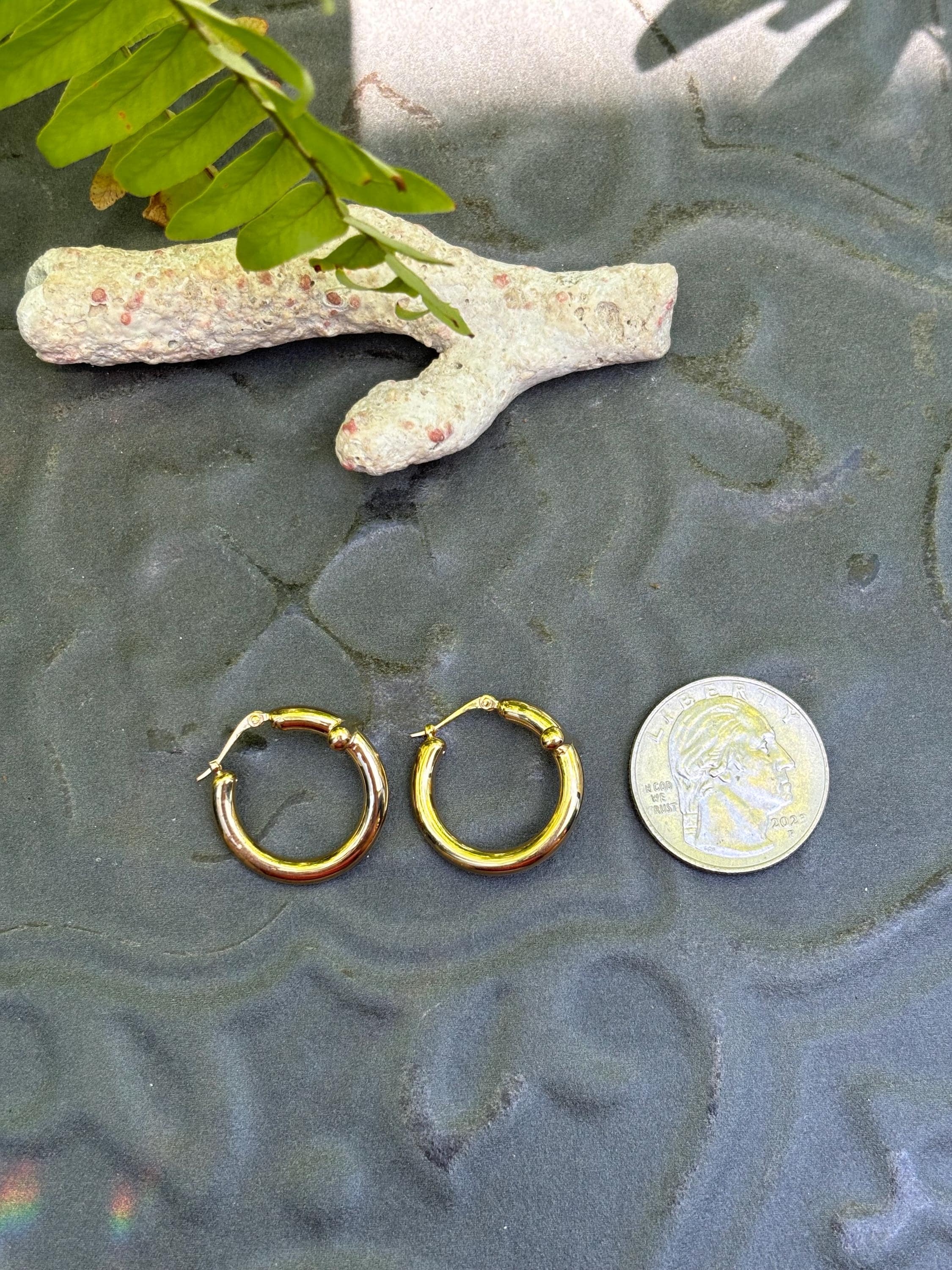 Sterling Silver- Gold Finish Cross Tube Hoops Earrings