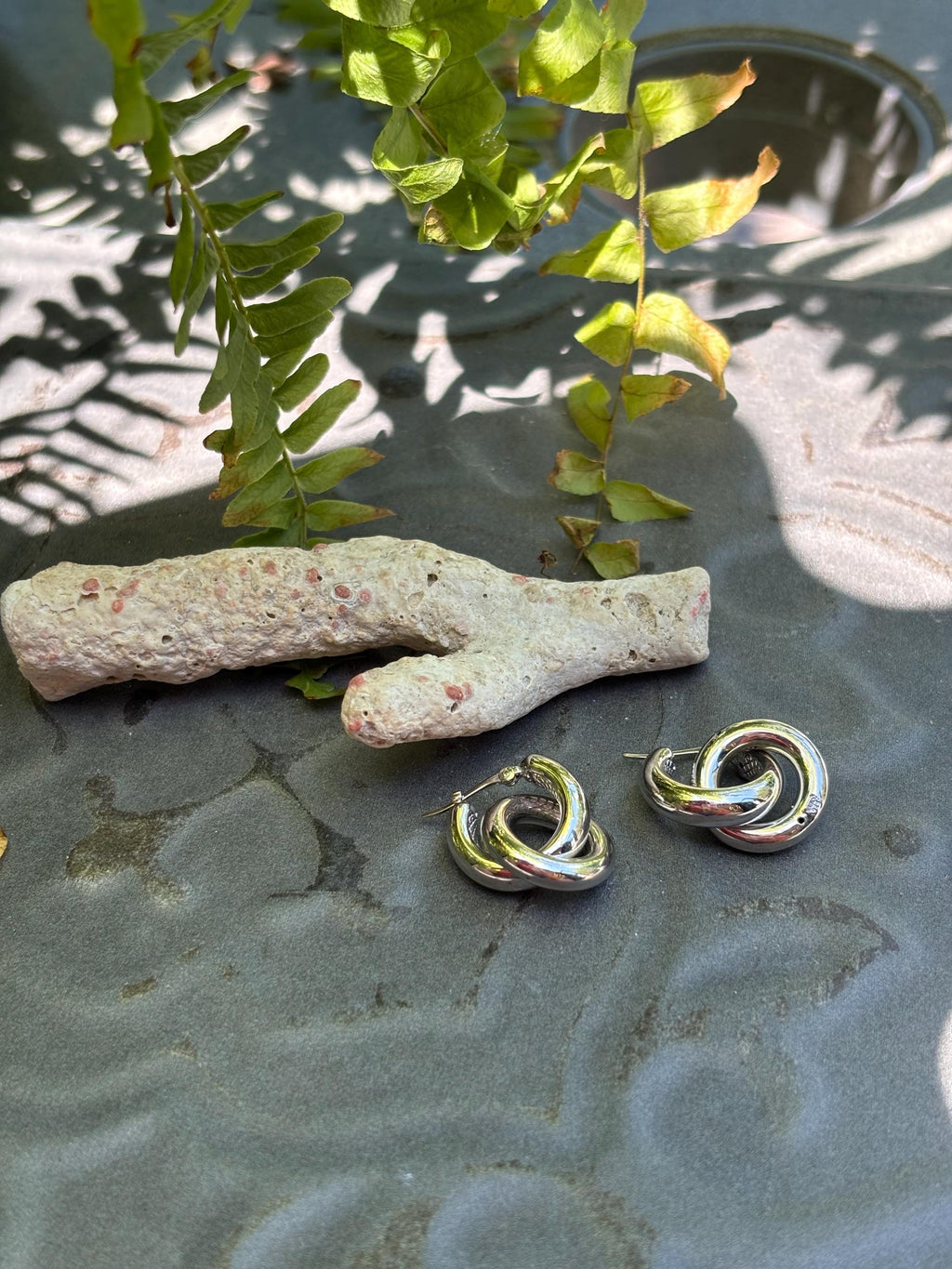Sterling Silver Chubby Donut Drop Hoop Earrings