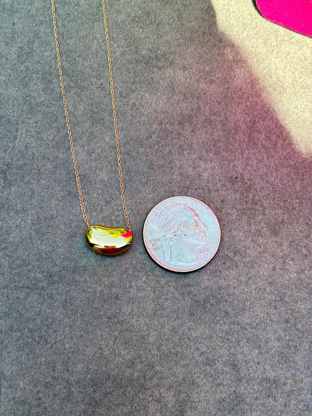 14K Gold Bean Necklace