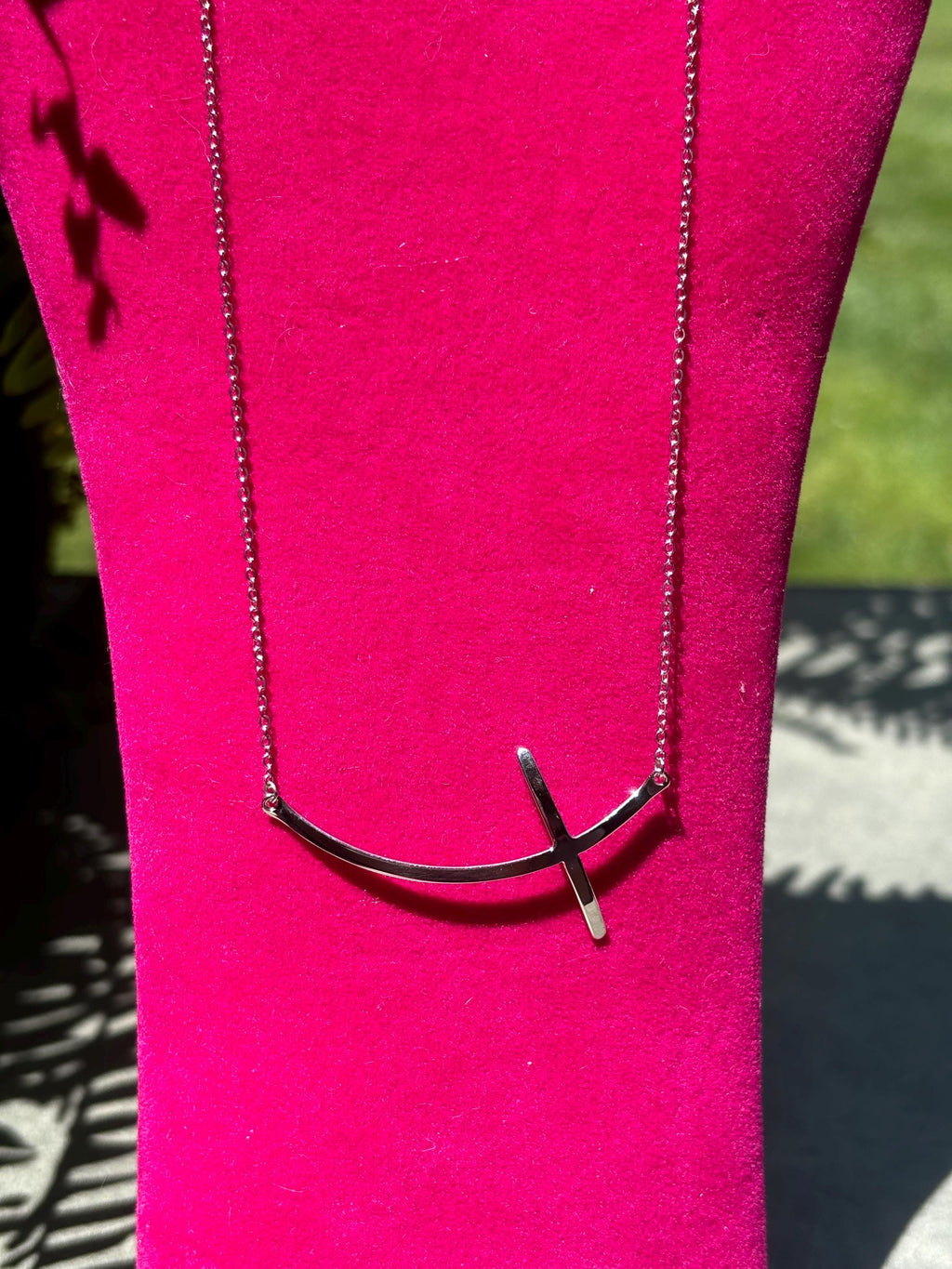 Sterling Silver Sideways Cross Necklace