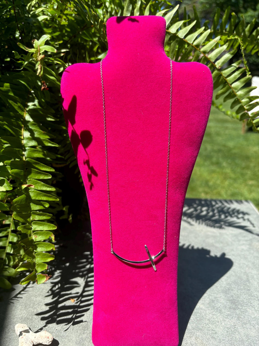 Sterling Silver Sideways Cross Necklace