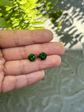 Brass Gold Emerald Inspired Post Earrings