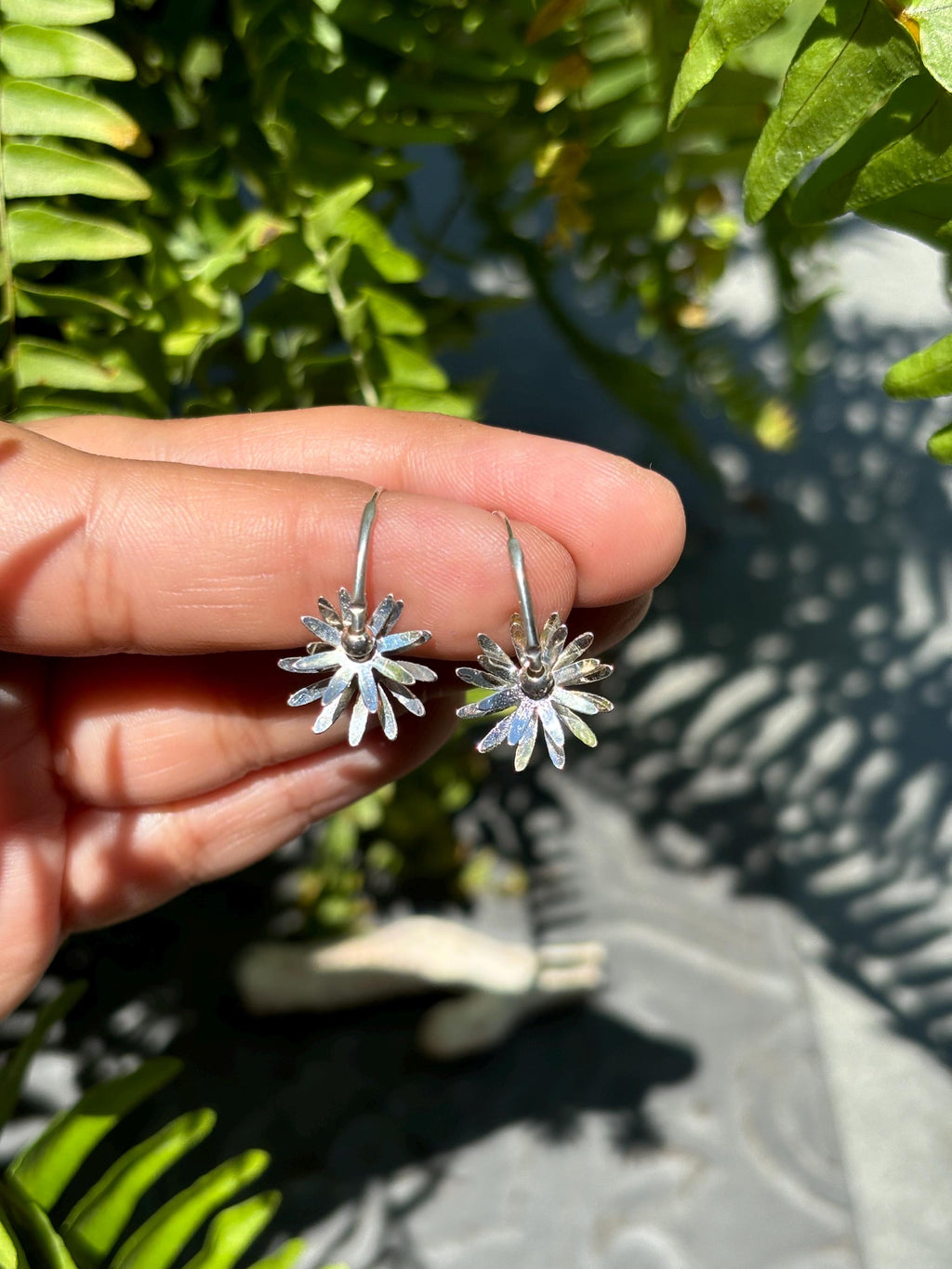 Sterling Silver Stacked Flower Hoop Earrings
