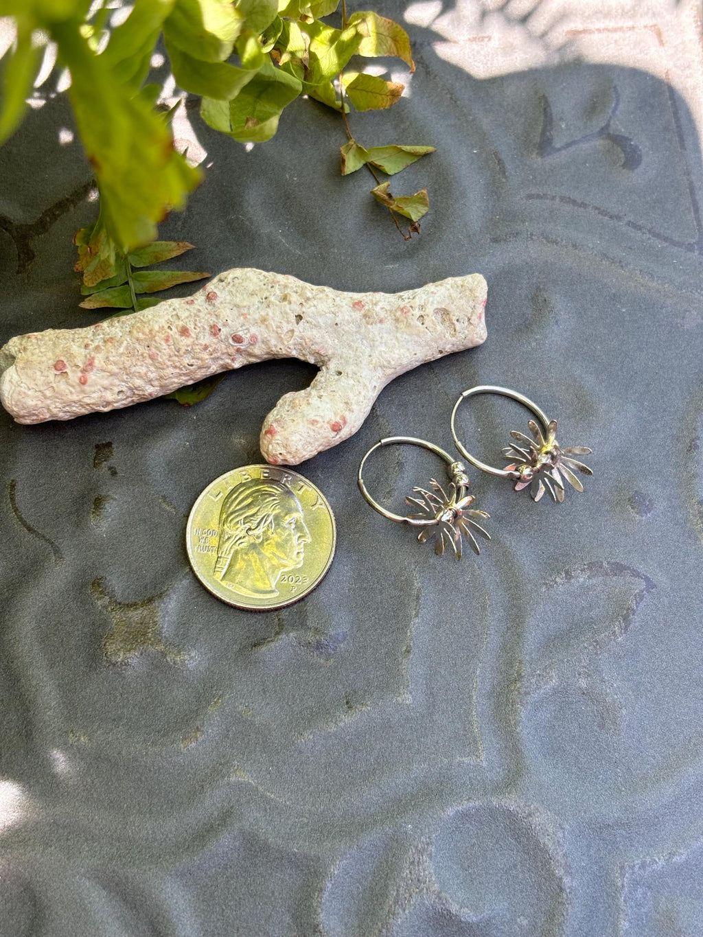Sterling Silver Stacked Flower Hoop Earrings