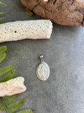14k White Gold Polished and Satin Solid Miraculous Medal Pendant