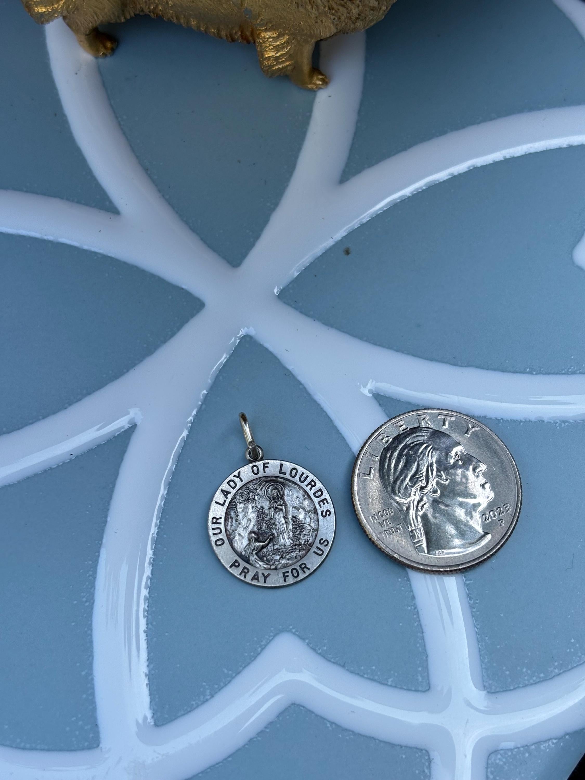 Sterling Silver Our Lady of Lourdes Medal