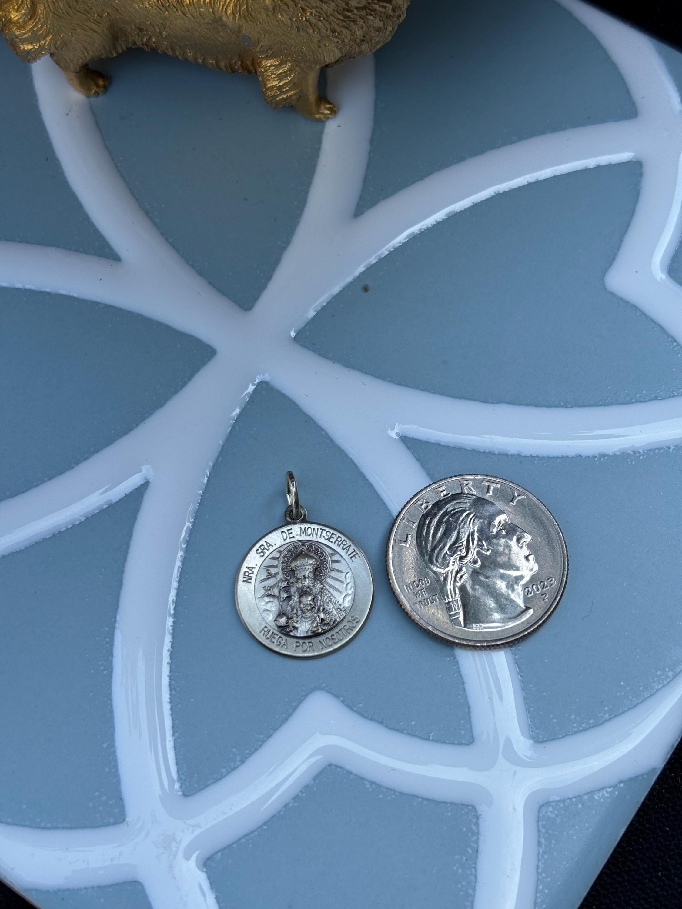 Sterling Silver Antiqued Lady Of Montserrate Medal
