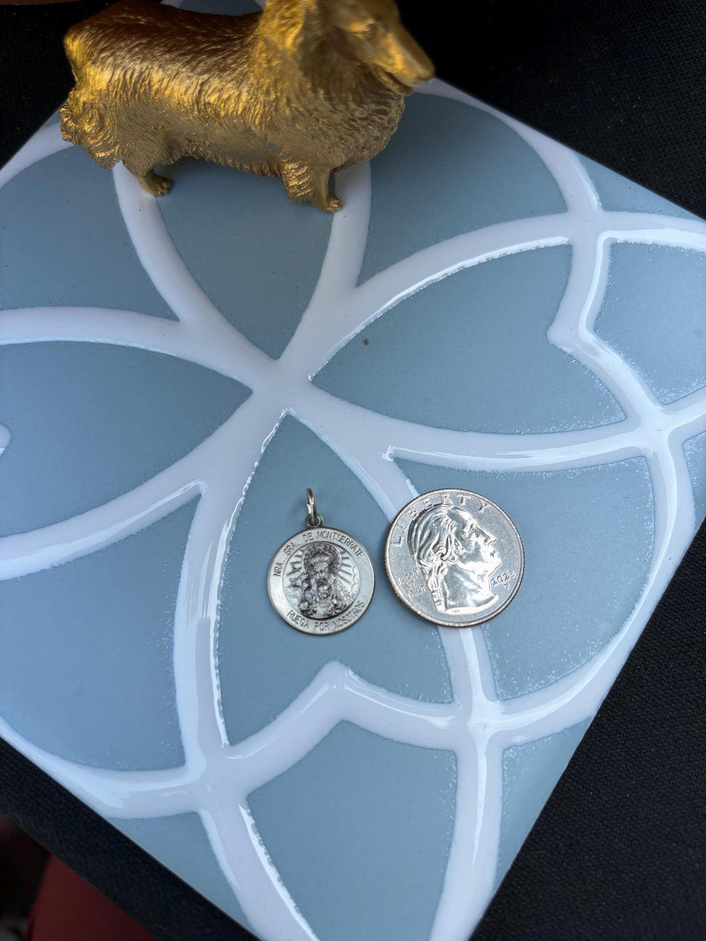 Sterling Silver Antiqued Lady Of Montserrate Medal