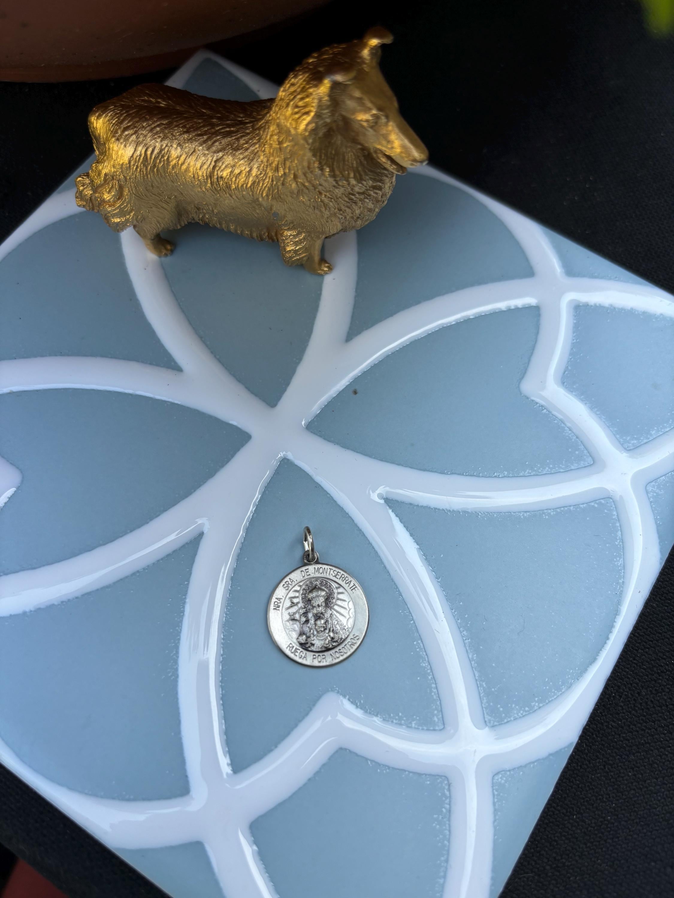 Sterling Silver Antiqued Lady Of Montserrate Medal