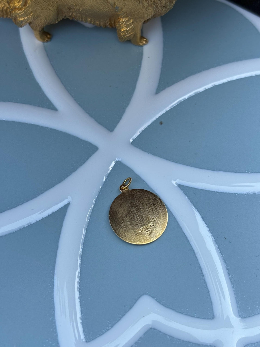 Saint Mark Medal Charm- Sterling Silver 24k Gold-plated