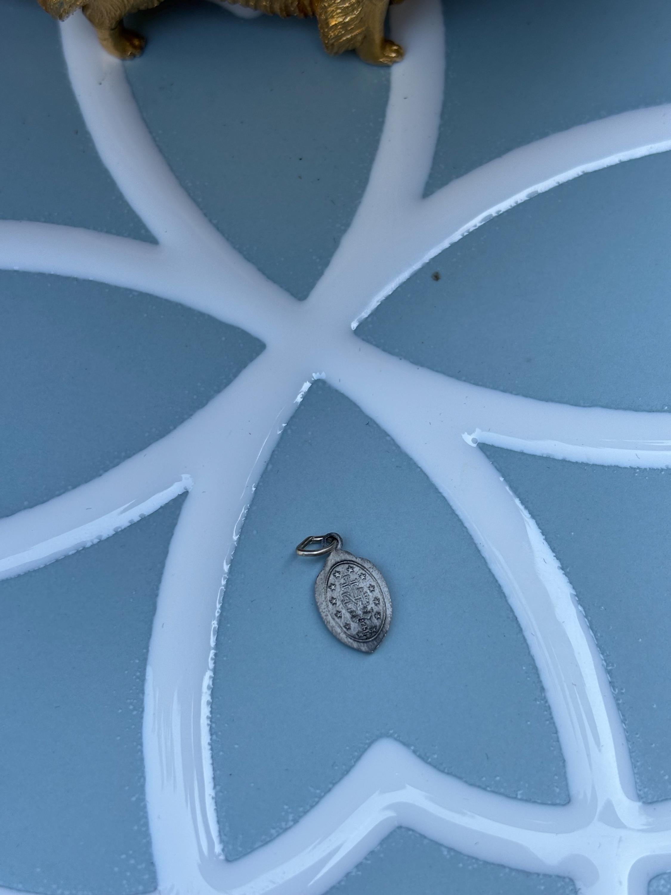 Mini Miraculous Medal Charm- Sterling Silver