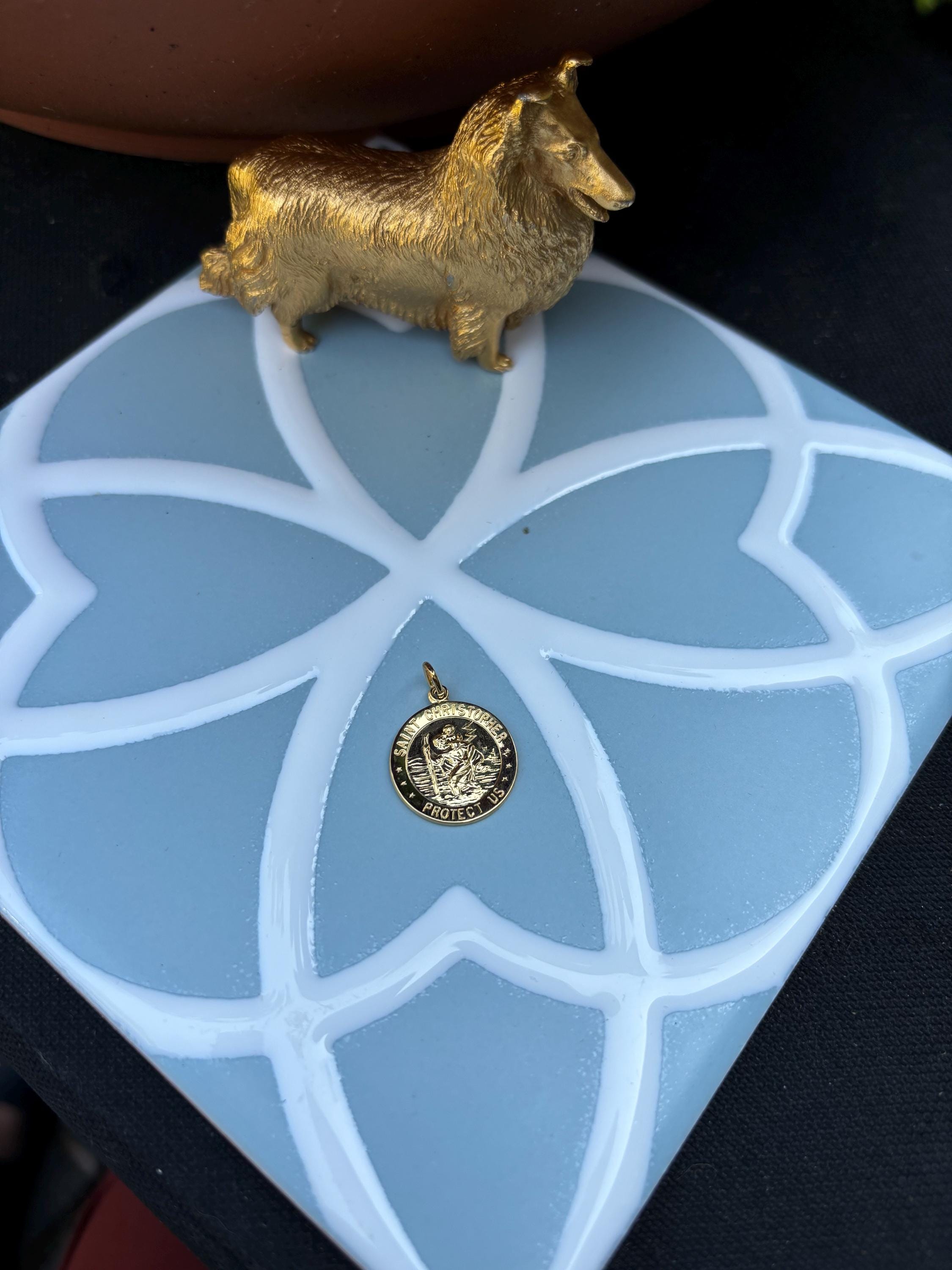 Basketball St. Christopher Medal Pendant- Sterling Silver 24k Gold-plated