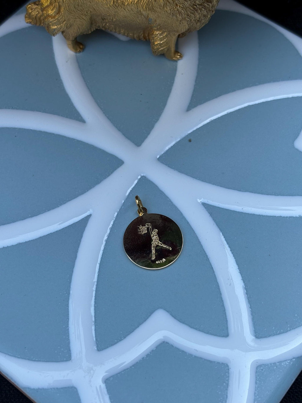 Basketball St. Christopher Medal Pendant- Sterling Silver 24k Gold-plated
