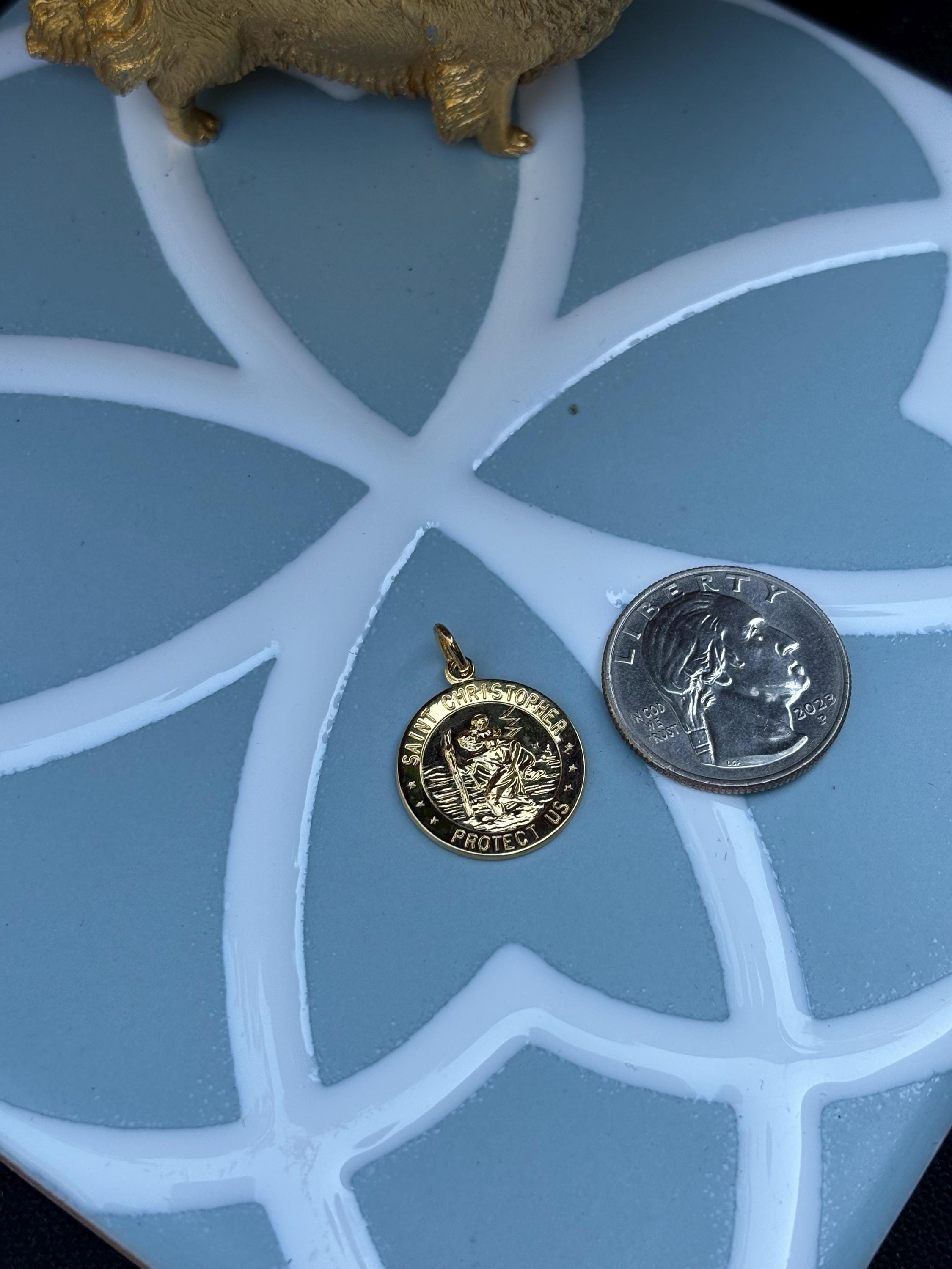 Basketball St. Christopher Medal Pendant- Sterling Silver 24k Gold-plated