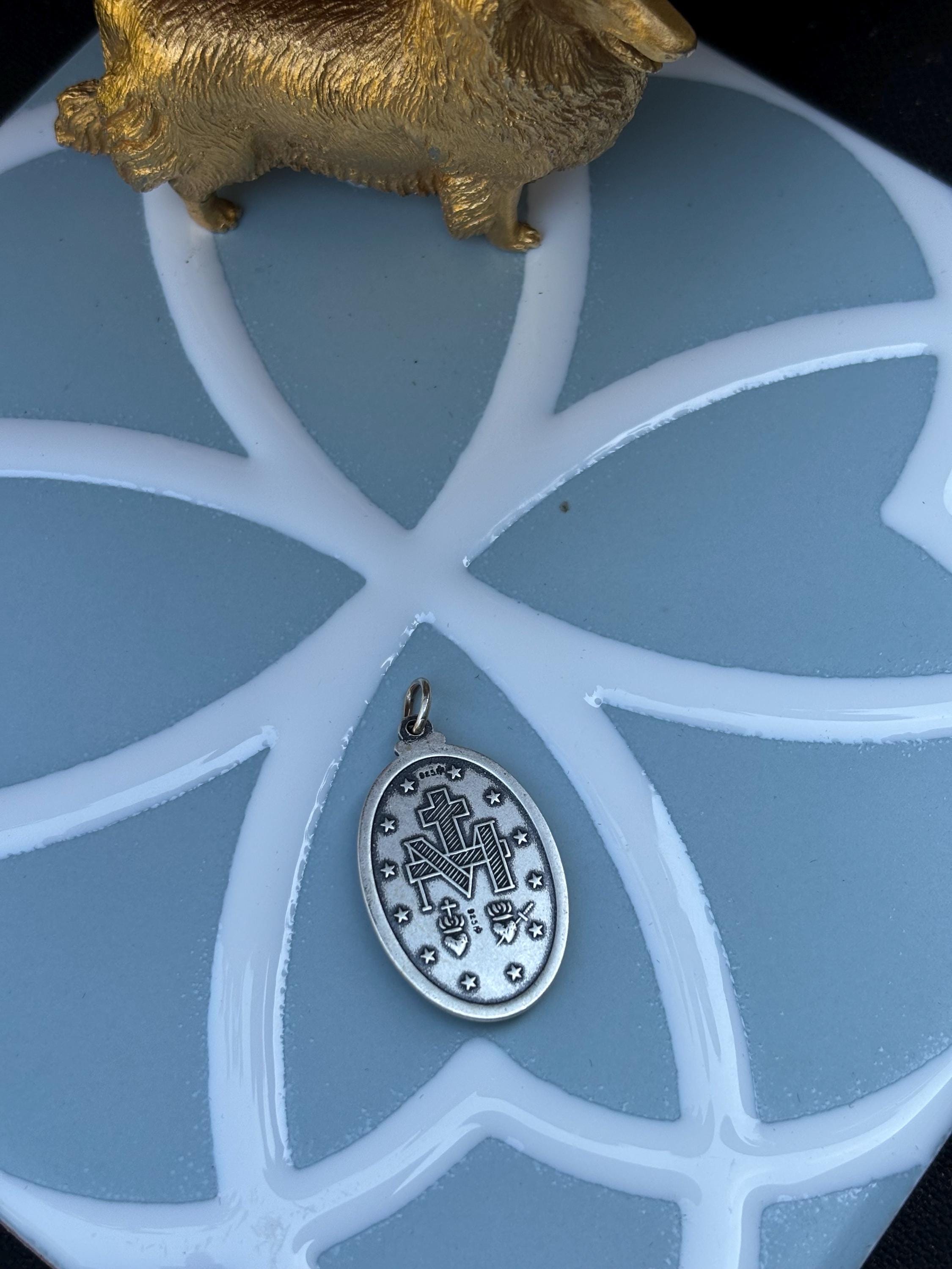 Large Antiqued Miraculous Medal- Sterling Silver