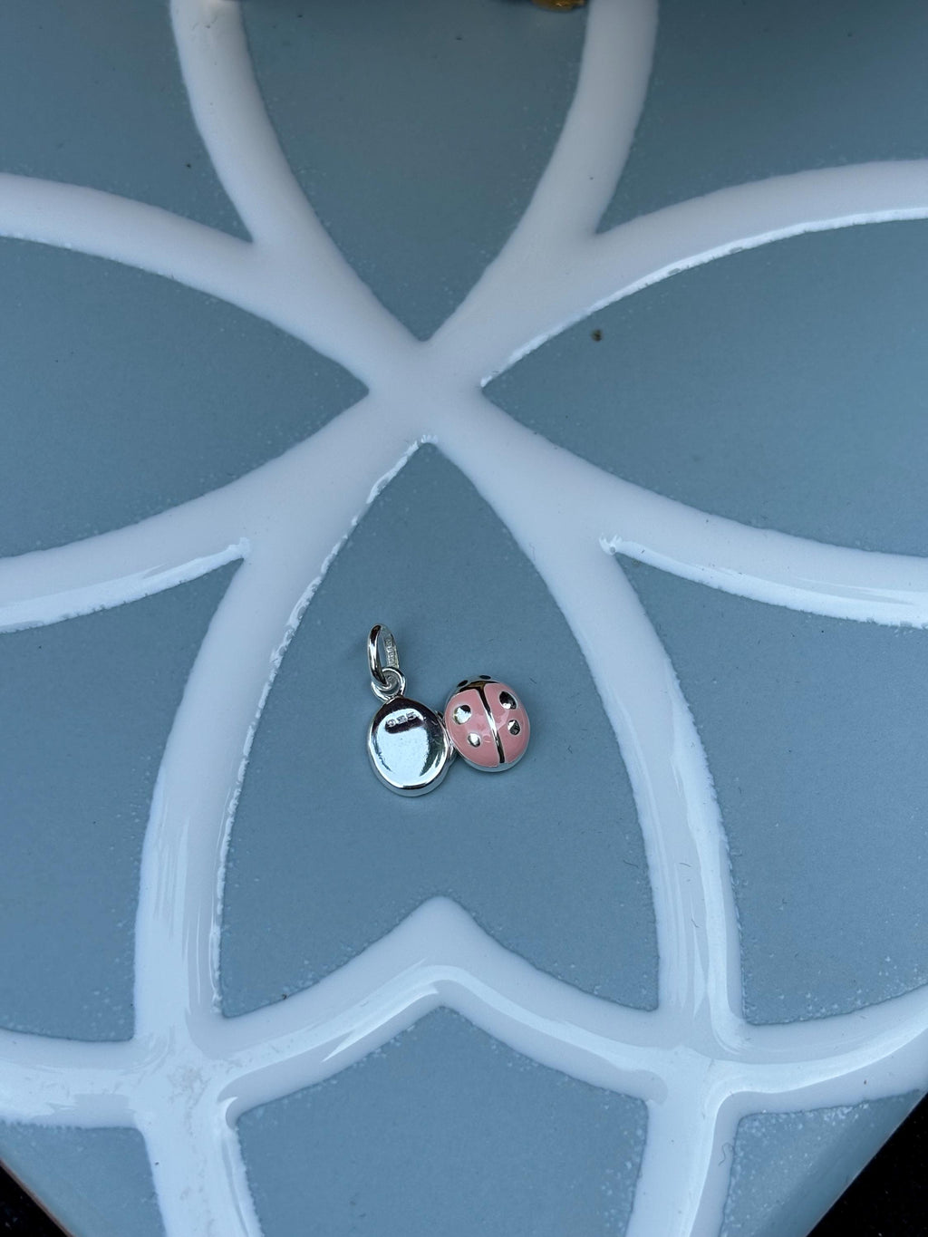 Sterling Silver Pink Ladybug Locket Children's Charm