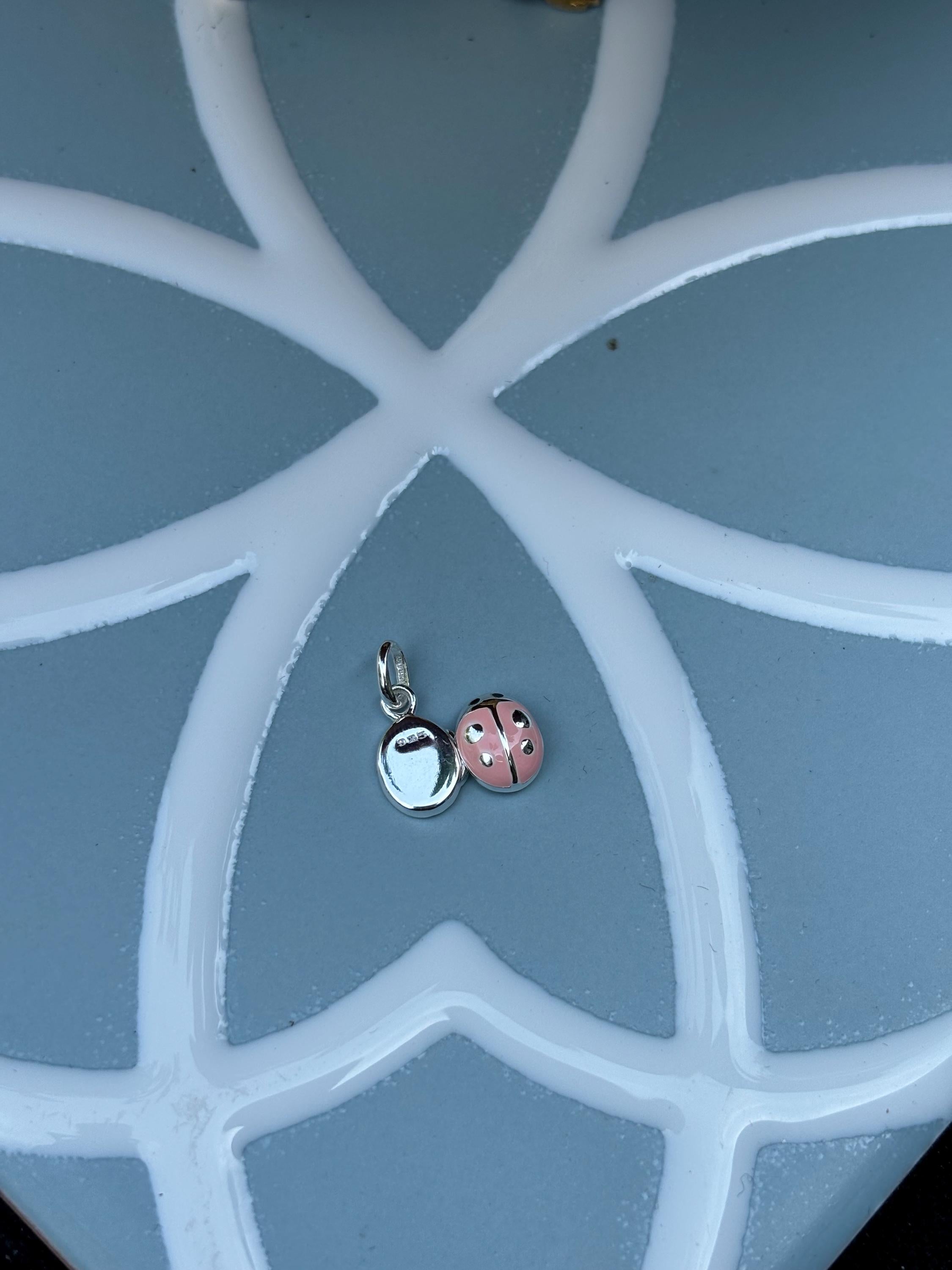 Sterling Silver Pink Ladybug Locket Children's Charm