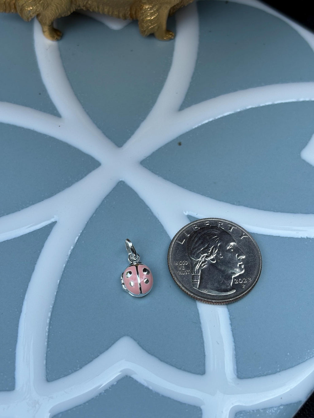 Sterling Silver Pink Ladybug Locket Children's Charm