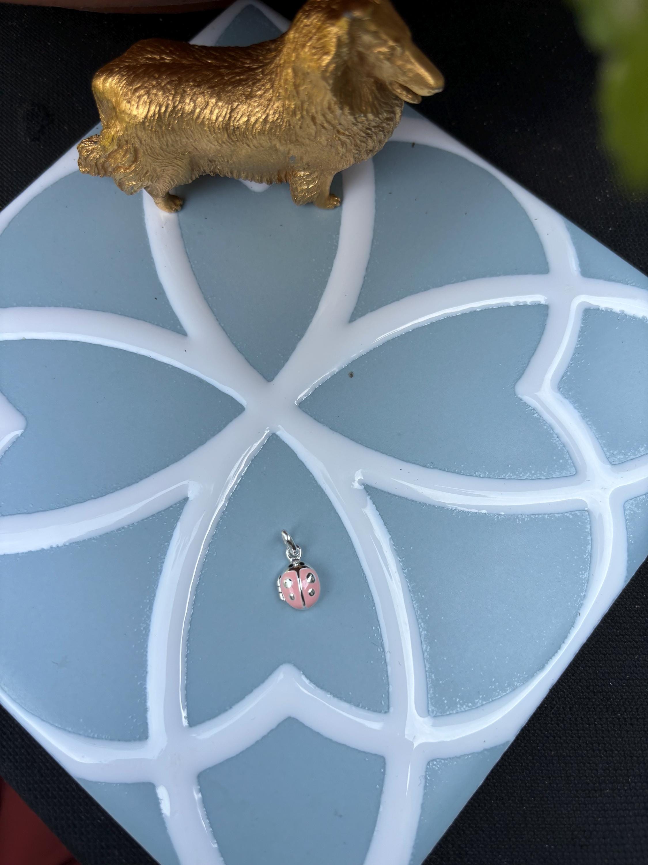Sterling Silver Pink Ladybug Locket Children's Charm