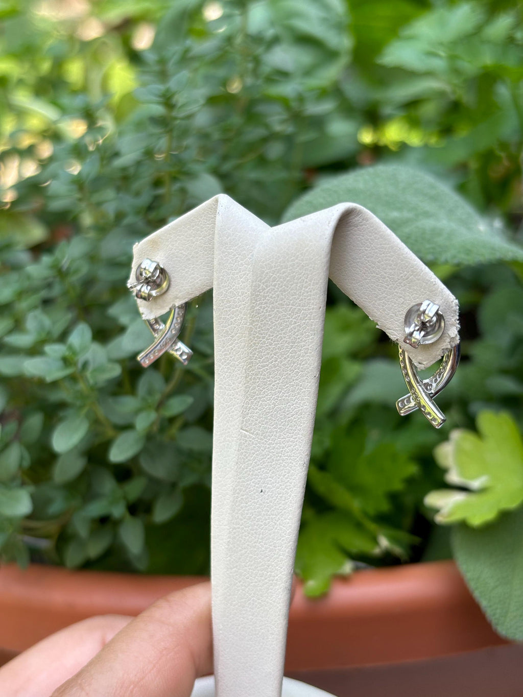 Brilliant Sterling Silver Pale Pink Awareness Ribbon Earrings