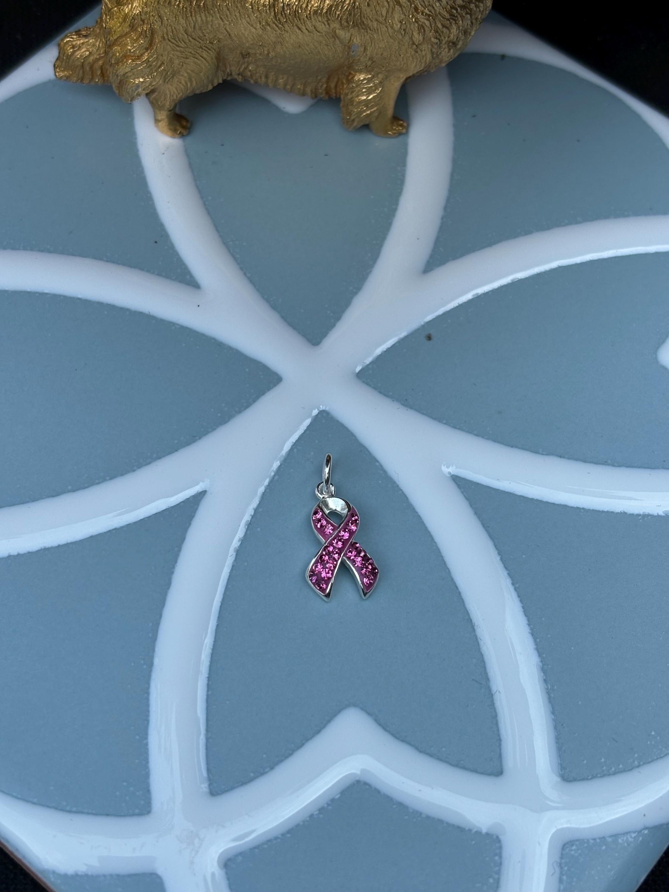 Sterling Silver Pink Cancer Awareness Ribbon Pendant