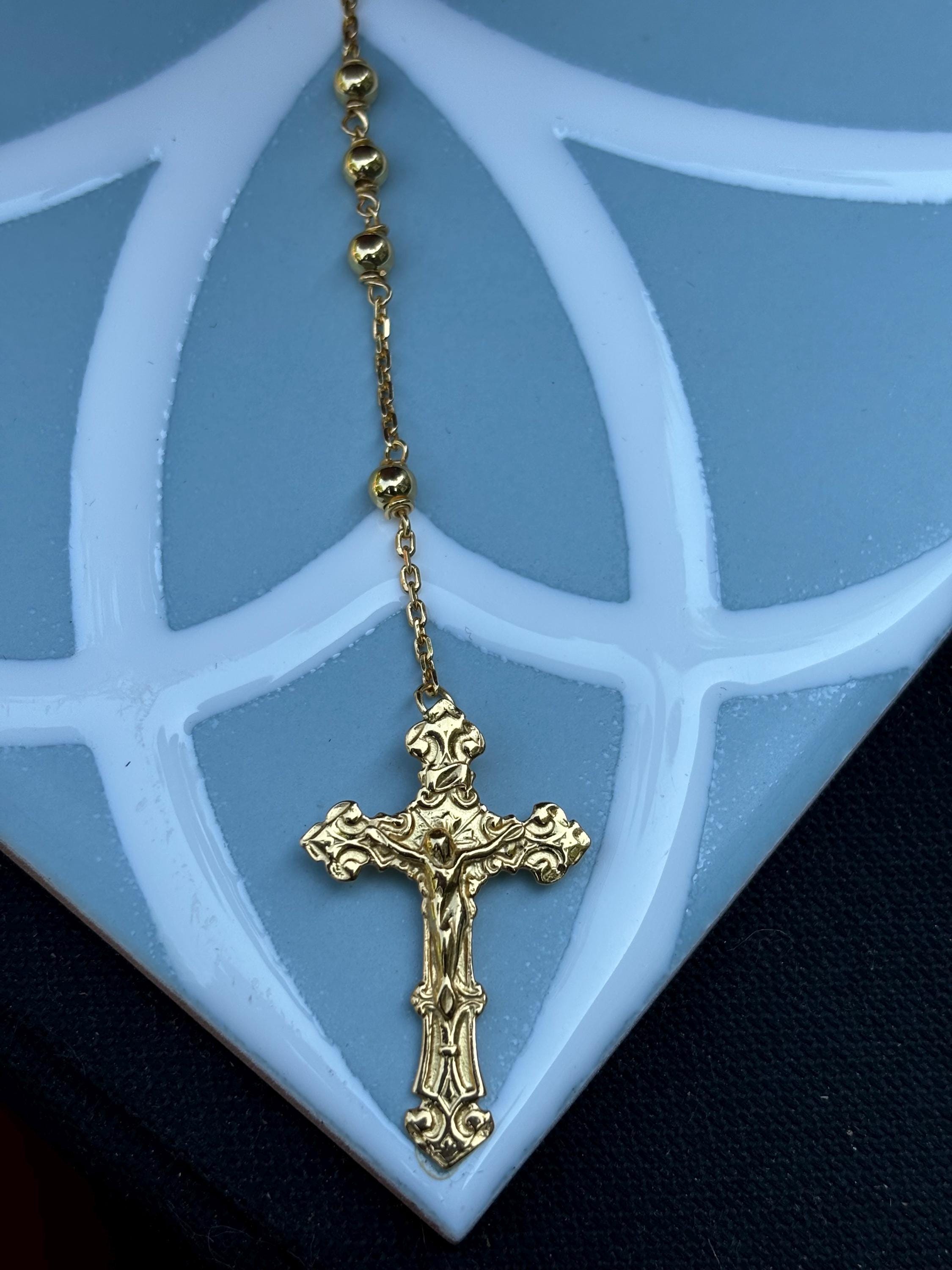 Sterling Silver Gold-plated Rosary Necklace